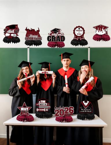 Graduation Table Decorations, Graduation Centerpieces for Tables - style: Maroon Gold Graduation