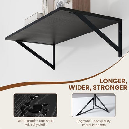 Heimlove 24W x 12D Deep Floating Shelves Set of 2 Black - color: Black With Black Metal Bracket, size: 24Wx12Dx5.8H
