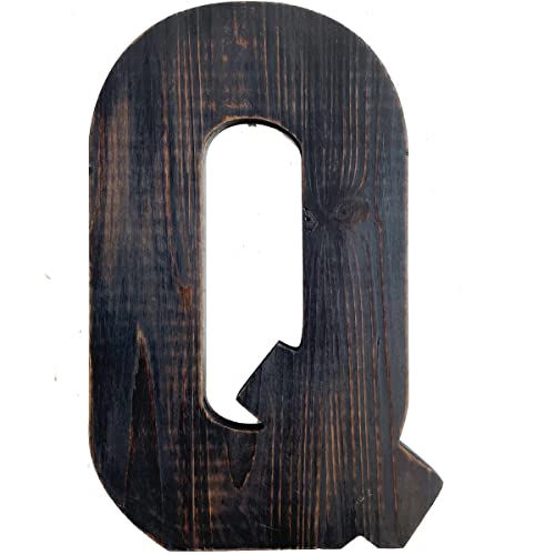 ABELOTS Big Letter Wall Art for Living Room, Bathroom, Bedroom, and Home Decor, Rustic Farmhouse Lettering for Family Last Names, Large Decorative Wood, 14” x 9.06”(Big Q) - color: Big Q