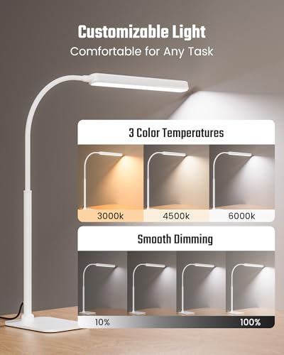 SUPERDANNY Eye-Caring LED Desk Lamp Work Lamp Office Lamp with Base - color: White, size: Base Stand