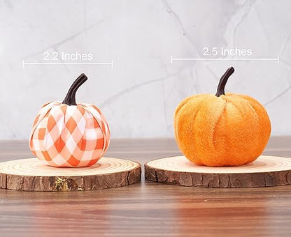 Pumpkin Decor Fake Foam Harvest Decorative Velvet Pumpkins Set of 12 Mantel Table Centerpiece Farmhouse Thanksgiving Fall Decorations for Home