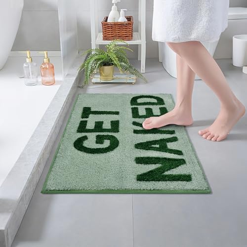 Zeeinx Get Naked Bath Mat Cute Bathroom Rugs Sage Green Bath Mat 20”x32” - color: Sage Green, size: 1'8" x 2'8" (Rectangular)