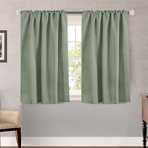 H.VERSAILTEX Blackout Curtains Thermal Insulated Window Treatment Panels Room Darkening Blackout Drapes for Living Room Back Tab/Rod Pocket Bedroom Draperies, 52 x 45 Inch, Light Sage, 2 Panels - color: Light Sage, size: 52"W x 45"L (Pack of 2)