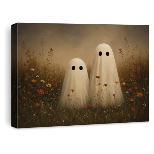 Halloween Wall Art Decor, Ghost Couple Canvas Print Framed 8x10 Inch - color: G
