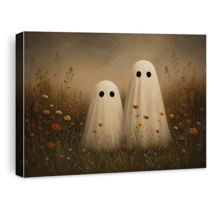 Halloween Wall Art Decor, Ghost Couple Canvas Print Framed 8x10 Inch - color: G