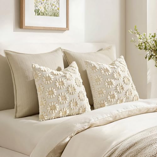 Spring Pillow Covers Sunflower 18x18 Set of 2 Cream White - color: Cream White, size: 18" x 18" (Pack of 2)
