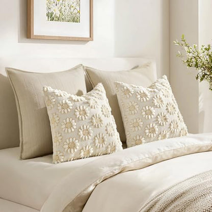 Spring Pillow Covers Sunflower 18x18 Set of 2 Cream White - color: Cream White, size: 18" x 18" (Pack of 2)