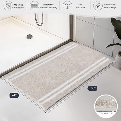 PURRUGS Bathroom Rug, Bath Mat, 24" x 36", Beige - color: Beige, size: 24" X 36"