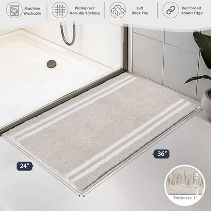 PURRUGS Bathroom Rug, Bath Mat, 24" x 36", Beige - color: Beige, size: 24" X 36"