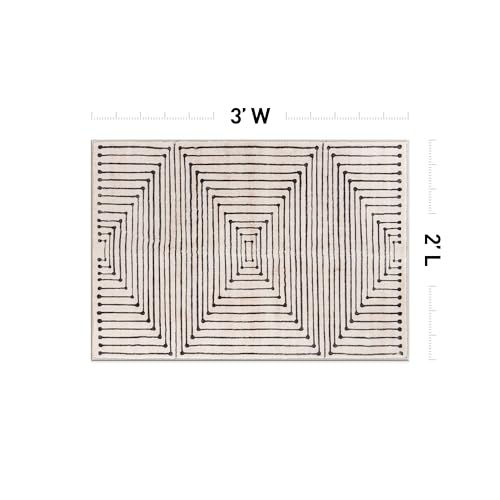 Rugshop Bohemian Stripes Marbella Non-Slip Washable Area Rug Beige 2' x 3' - color: Beige, size: 2' x 3' (Rectangular)