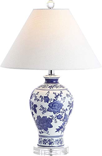 JONATHAN Y Song Table Lamp 21.5" Chinoiserie Floral Ceramic, Blue/White