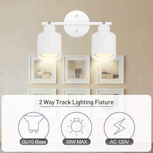 BoostArea 2-Light Led Track Lighting,White Ceiling Lighting Fixtures,Wall Sconces Ceiling Spotlight with Foldable Light Arms for Kitchen, Closet, Bedroom,GU10 Socket, Bulbs Not Included - color: 2 light White
