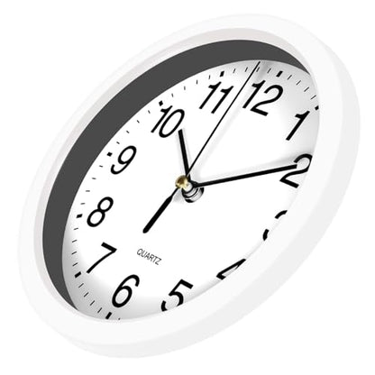 Silent Wall Clock Non Ticking, 6 Inch Wall Clocks Battery Operated, Small Analog Clock for Bedroom Home Office Kitchen Bathroom School, Easy to Read(White) - color: White