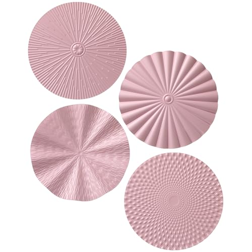 Hicarer 4 Pcs 12 Inch Pink Metal Wall Art Decor Modern Sunburst Decor | Sculpture Hanging Artwork, Metallic Finish, Lightweight, Easy Installation, for Home Living Room Bedroom Office Bathroom Gift - color: Pink