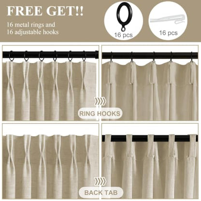 AUSSPVOCT 90 Inch Curtains Pinch Pleated Linen-Like Drapes 2 Panel Set - color: Burlywood Birch, size: 60"W x 90"L (Pack of 1)