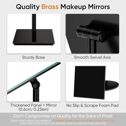 GURUN Large Oval 7"x12" Tabletop Vanity Mirror with Stand Makeup Bronze - color: Oil Rubbed Bronze