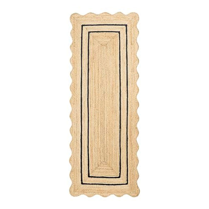 RUGSWEAVE Wave Scalloped Jute Runner Handwoven Hallway Runner Black 2'x6' - color: Black, size: 2'x6'
