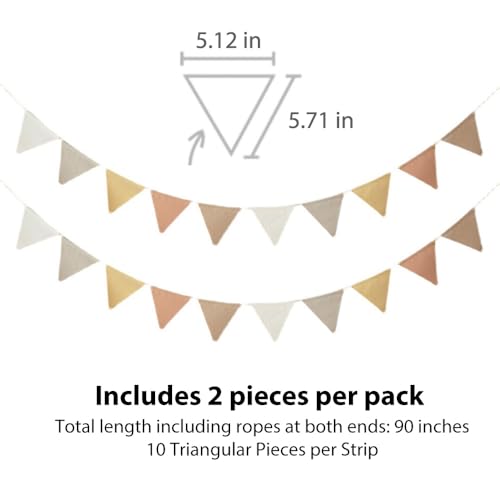 3.93 Feet Triangle Flag Banner Bunting Pennant for Kids Teepee Tent,Party and Room Decoration,10 Pcs single Sided Cotton Fabric Flag，Children's room decoration of baby's room*2 Strip Pack - color: Autumn Glow