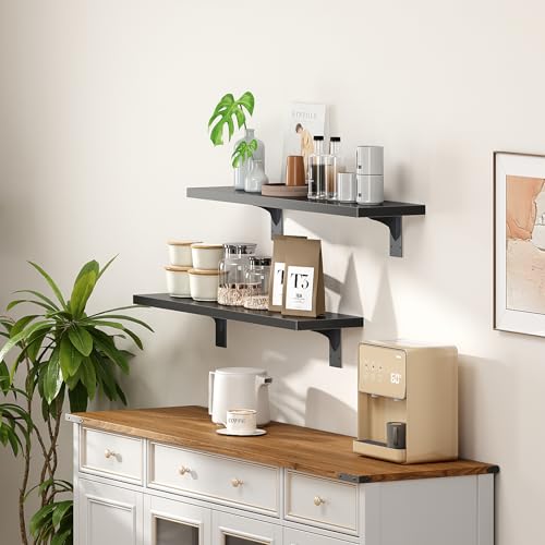 HOOBRO Floating Shelves for Wall, 23.6" Wall Mounted Shelves Set of 2 - color: Black, size: 23.6 Inches