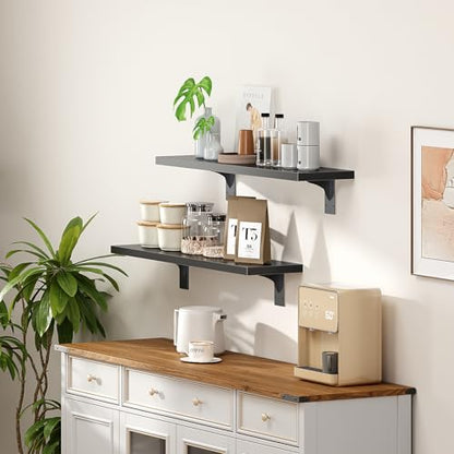 HOOBRO Floating Shelves for Wall, 23.6" Wall Mounted Shelves Set of 2 - color: Black, size: 23.6 Inches