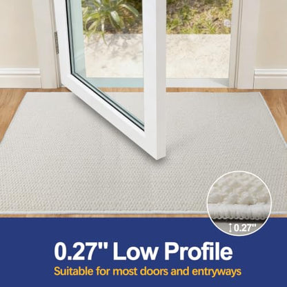 Dirt Trapping Door Mat 32"x48", Off White Faux Jute Entryway Rug - color: White, size: 2'8" x 4' (Rectangular)