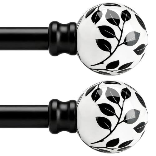 Ceramic Black Curtain Rods 2 Pack for Windows 16 to 120 Inches - color: Ceramic Black, size: 16"-120"|2 Pack