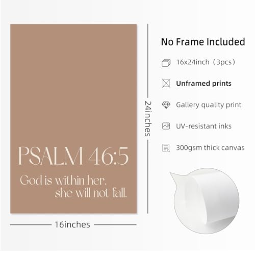 Neutral Christian Wall Art Bible Verses Canvas Wall Decor Scripture Pictures Minimalist Religious Posters Inspirational Prints Modern Painting for Bedroom Living Room 16x24 Inch Unframed Set of 3 - color: Neutral Christian - Prints, size: 16x24 Inch