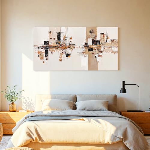 YISXINOAG Beige Abstract Wall Art Industrial Geometric Painting 20"X40" - color: black beige, size: 40"L x 20"W