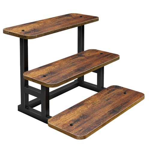 Lilybud--lily 3 Tier Cupcake Stand, Wooden Risers Display Stands Stepped Dessert Table Display Set with Metal Frame Tiered Tray Stand Serving Trays for Party Farmers Market Display - size: 3 Tier - 1 Pack
