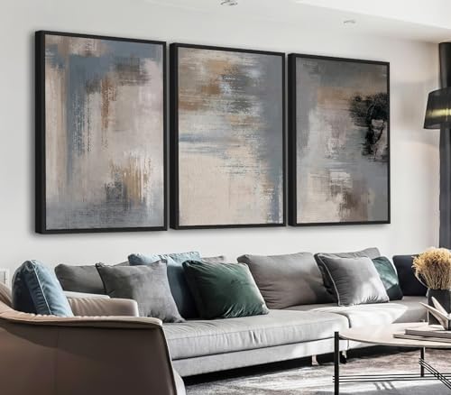 Large Framed Canvas Wall Art, Modern Grey Abstract Prints, 20"x28"x3 - color: grey, size: 20" X 28" X 3pcs Framed