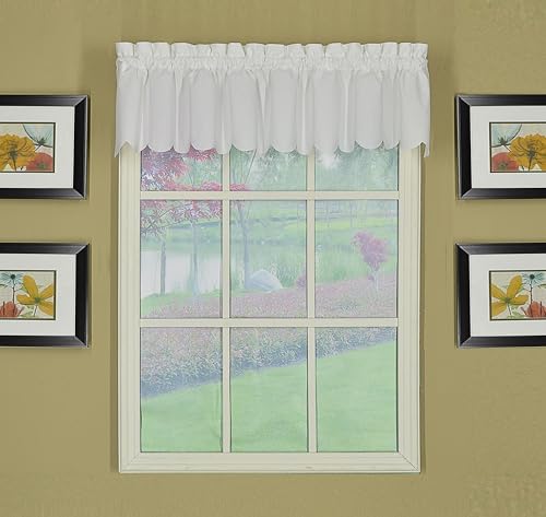 Today's Curtain, Orleans Scallop Curtain, White Valance, 60" W x 12" L, White - color: White, size: 60"W x 12"L (Pack of 1)