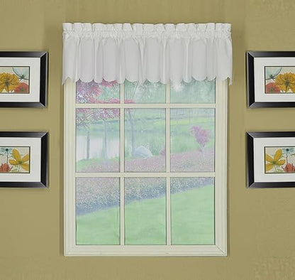 Today's Curtain, Orleans Scallop Curtain, White Valance, 60" W x 12" L, White - color: White, size: 60"W x 12"L (Pack of 1)