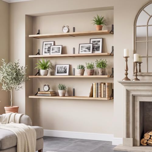 YGEOMER 47.2 in Floating Shelves for Wall, Light Carbonized Brown Set of 4 - color: Light Carbonized Brown, size: 47.2 inches
