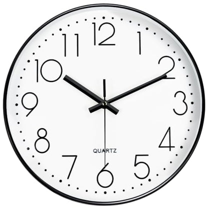 Silent Wall Clocks Battery Operated 8 Inch, Analog Wall Clock with Oversized Number Tempered Glass Clock Face, Black Quartz Non Ticking Wall Clocks for Living Room Bedroom Kitchen Office - color: White, size: 8 Inch