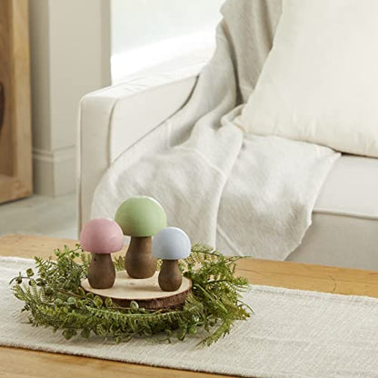 Your Heart's Content Wood Mushrooms, Set of 3 (Pastel Paint 3) - color: Pastel 3