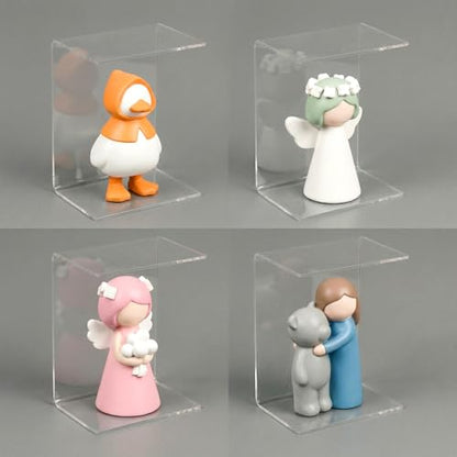 16 Pack Clear Acrylic Display Risers, 4.13" x 3.15" x 2.17" Display Stand for Figures, Collectibles, Jewelry, Cupcakes, and Buffets, U-Shaped Acrylic Shelves
