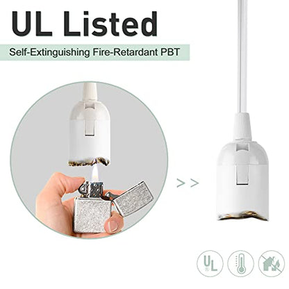 JACKYLED Extension Hanging Lantern Cord Cable Gear Switch UL 1-Pack 12Ft - style: 12Ft-White