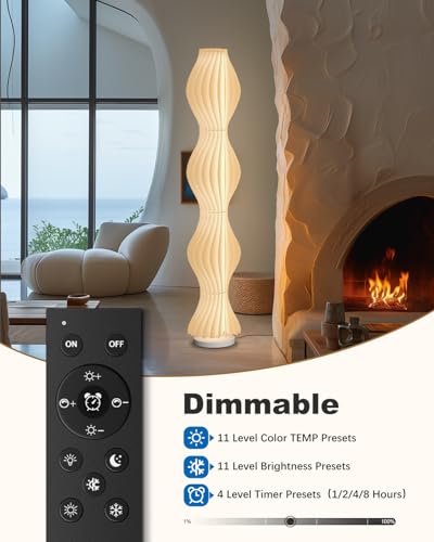 TACAHE Wavy Floor Lamp - 3 Color Temp & Dimmable