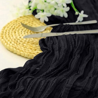10 Pack Black Cheesecloth Table Runner 17 x 108 Inch - color: Black, size: 10Pcs - 9 Ft