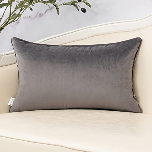 Yangest Grey Throw Pillow Cover Velvet Cushion Cover Branches Rectangular Pillowcase for Sofa Couch Bedroom Living Room, 12x20 Inch - color: Grey, size: 20" x 12" (Pack of 1)