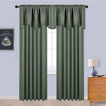 NICETOWN 2 Panels Dark Mallard Kitchen Valances for Window, 42W x 18L - color: Dark Mallard, size: 42"W x 18"L (Pack of 2)