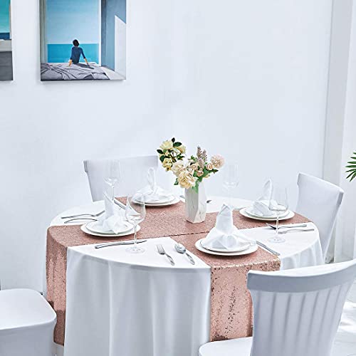 Pufogu 12 x 72 inches Rose Gold Sequin Table Runner, 2 Packs - color: Rose Gold