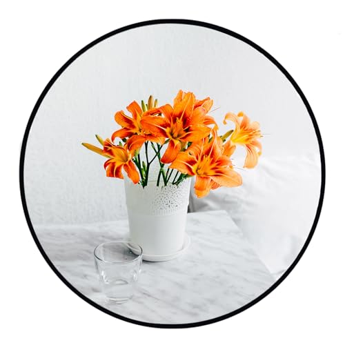 Oruii Small Round Mirror, 16 inch Circle Mirror, Matte Black Metal Frame - color: Black, size: 16"L x 16"W