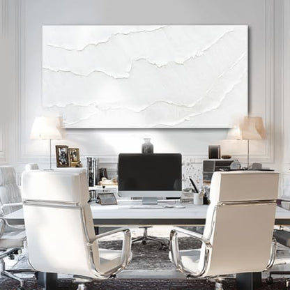 Large White Abstract Textured Canvas Wall Art for Living Room 29x58 Inch - color: White, size: 58"L x 29"W