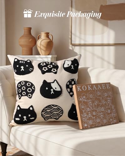 Embroidered Throw Pillow Cover 18x18 Inch, Cat Heads - color: Cat Heads, size: 18" x 18" (Pack of 1)