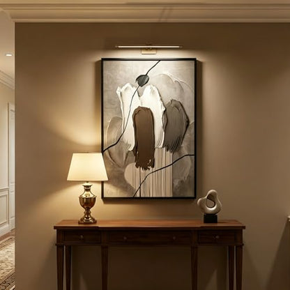 QKF 3Pcs Brown Abstract 3D Texture Black Aluminum Frame Canvas Wall Art - color: Taupe & Beige