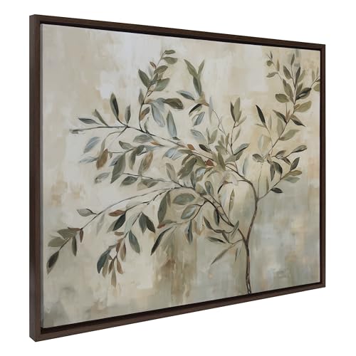Kate and Laurel Sylvie Olive Tree Abstract Framed Canvas Wall Art by The Creative Bunch Studio, 41.5x31.5 Brown, Soft Nature Tree Art for Wall - color: Brown