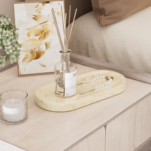 Decorative Trays with Natural Patterns,9.8x4.7x0.7in,Travertine - color: Travertine