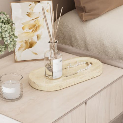 Decorative Trays with Natural Patterns,9.8x4.7x0.7in,Travertine - color: Travertine