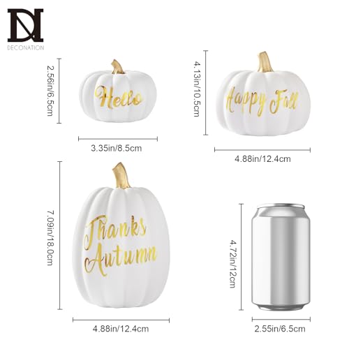 DN DECONATION 3Pcs Fall Pumpkin Decorations for Home, Faux Words Pumpkin